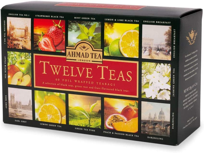 Ahmed Tea Twelve Teas Variety Gift Box, 60 Foil Enveloped Teabags
