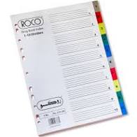ROCO INDEX DIVIDER PVC A4 SIZE 1-20 DIVIDER