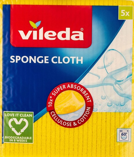 [60202020] Vileda Sponge Cloth Colorful 5Pcs